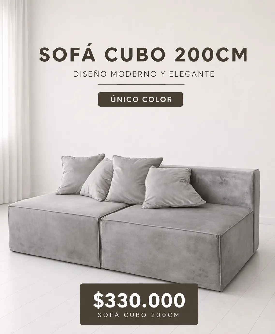 Sofá cubo 2 módulos 2.00 Mt totales