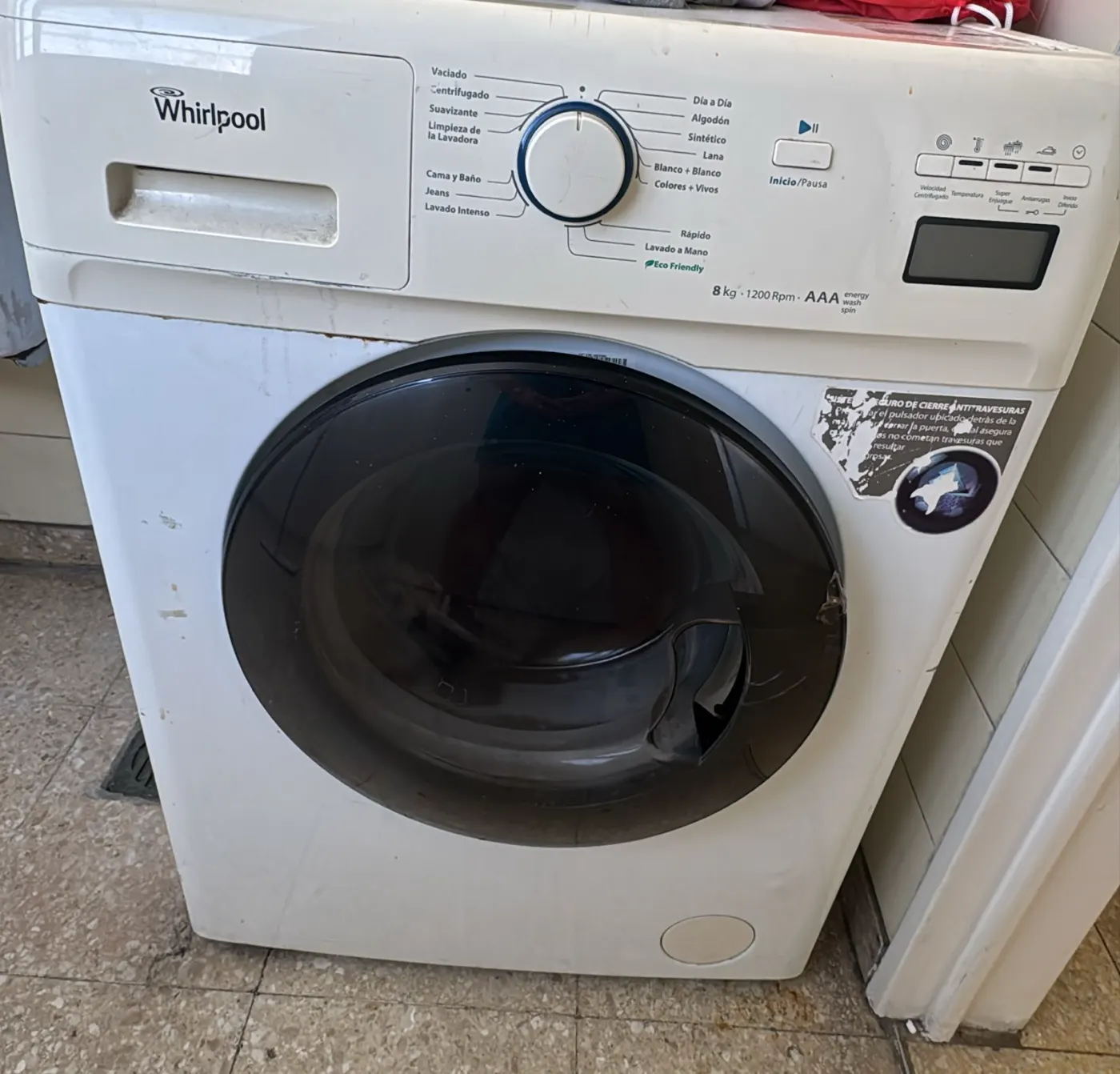 lavarropas usado whirpool 8kilos 1200 rev