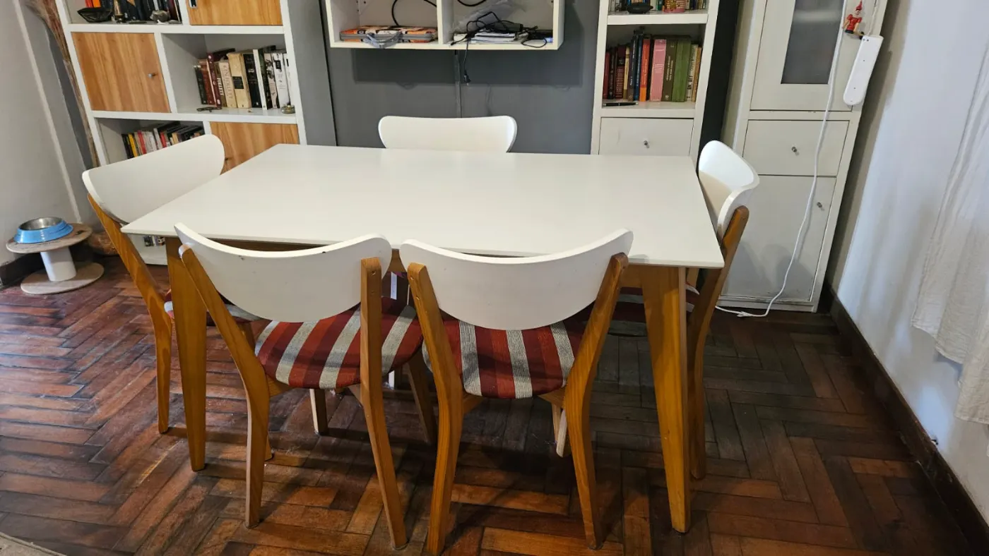 JUEGO DE COMEDOR NORDICO MESA Y 6 SILLAS