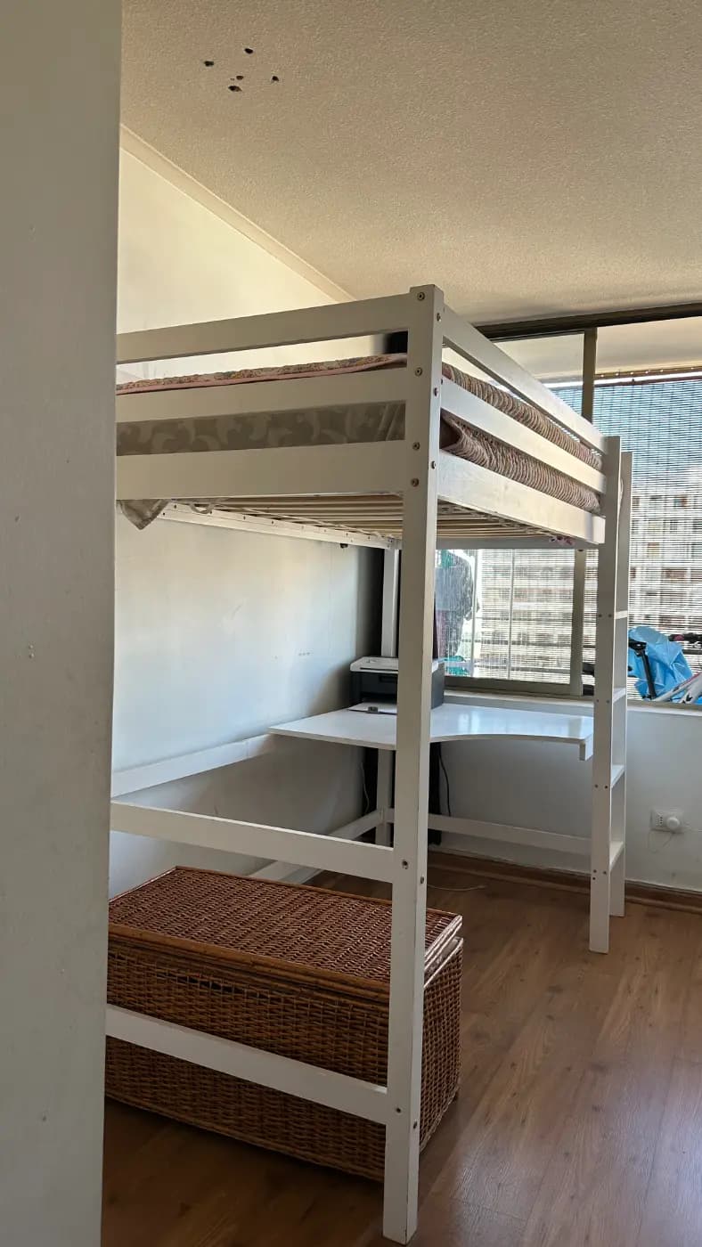Cama Alta 1 Plaza con Escritorio Integrado – Ideal para optimizar espacios