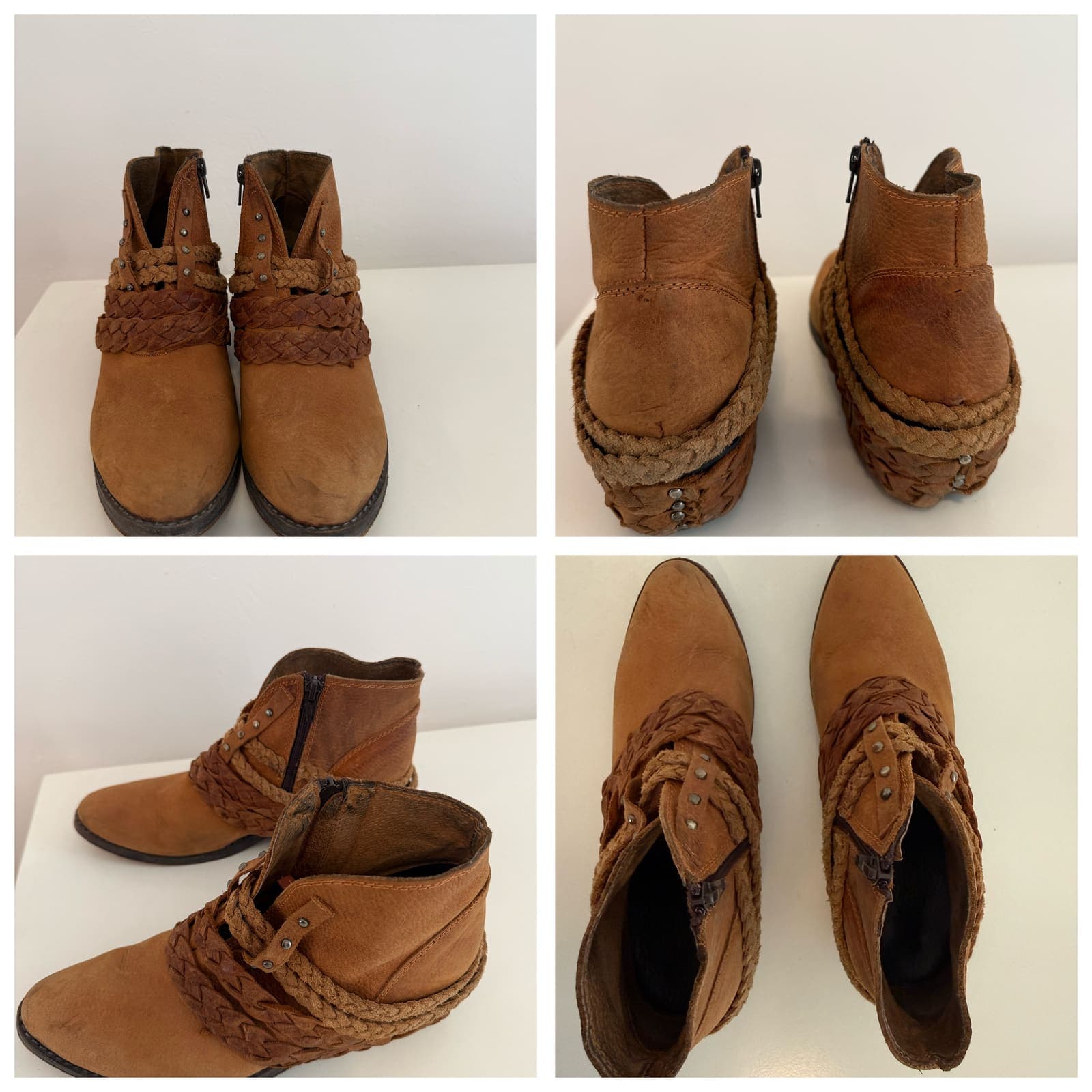 Botitas de cuero gamuzado talle 40
