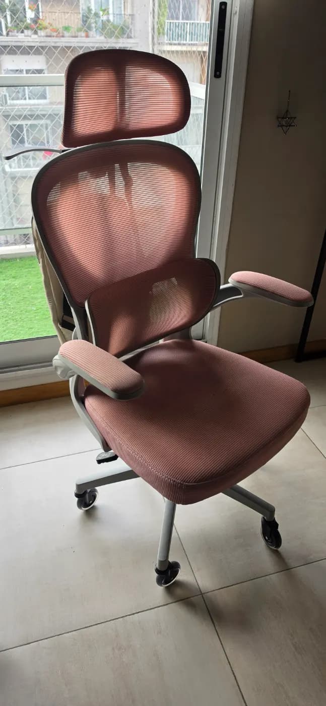 Silla ergonómica Dyvan 299 rosa y gris